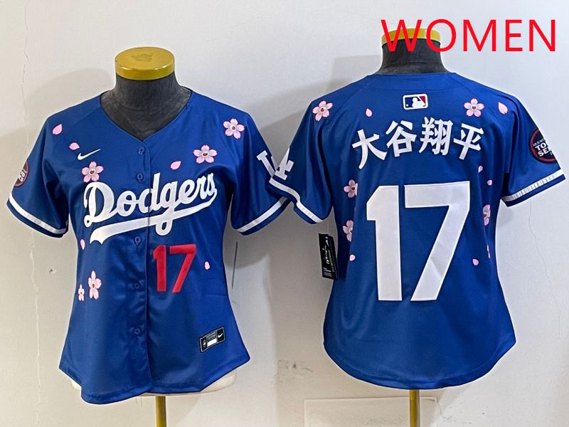 Women Los Angeles Dodgers #17 Ohtani Blue Sakura Edition 2025 Nike MLB Jersey style 16->women mlb jersey->Women Jersey